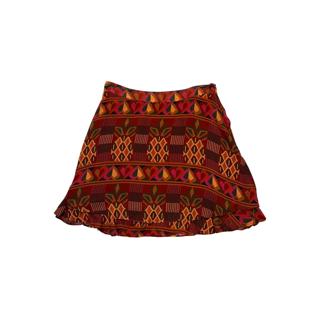 Farm Rio for Anthropologie Red Orange Pineapple Print Mini Skirt NWT Size L